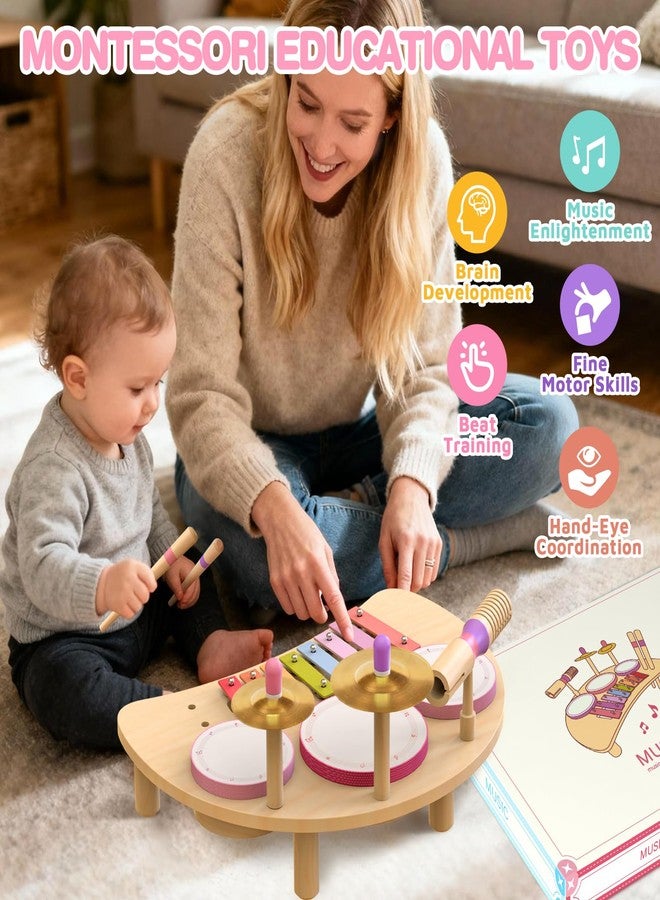 Rmischolar Kids Drum Set Montessori Musical Instruments for Toddlers 1-3, Wooden Baby Drum Kit with Xylophone, Preschool Music Toys for Early Learning, Educational Birthday Gift for Boys Girls 18+ Months - Image 5